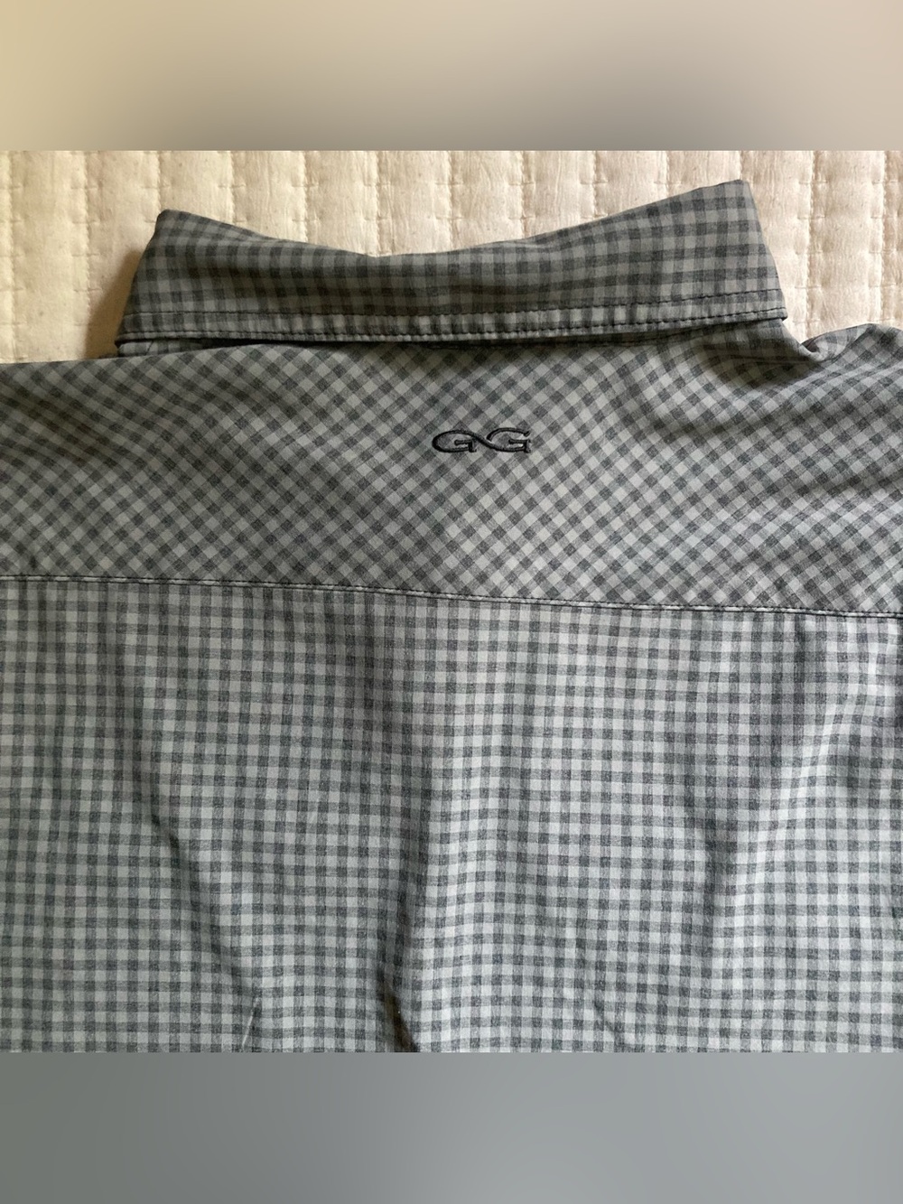 Game Guard Short Sleeve Button Up Shirt Men’s Large Gray Check Fishing 1041 - Picture 5 of 11
